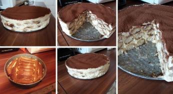 Tegnap este elkészült a tiramisu tortám (sütés nélkül)