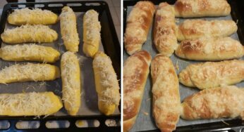 Egyszerű sajtos stangli készült, 2 darab áráért, egy tepsivel sütöttem